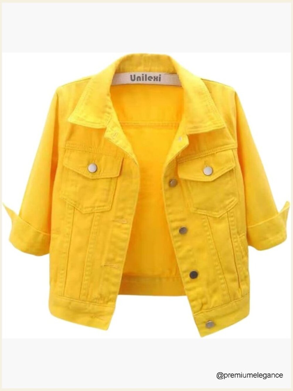Women's Cropped Denim Jacket 3/4 Sleeve Lightweight Trucker Coat